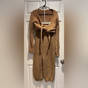 SKIMS Cozy Knit Lounge Set Cropped Tie Front Sweater Cardigan and Pants S/M